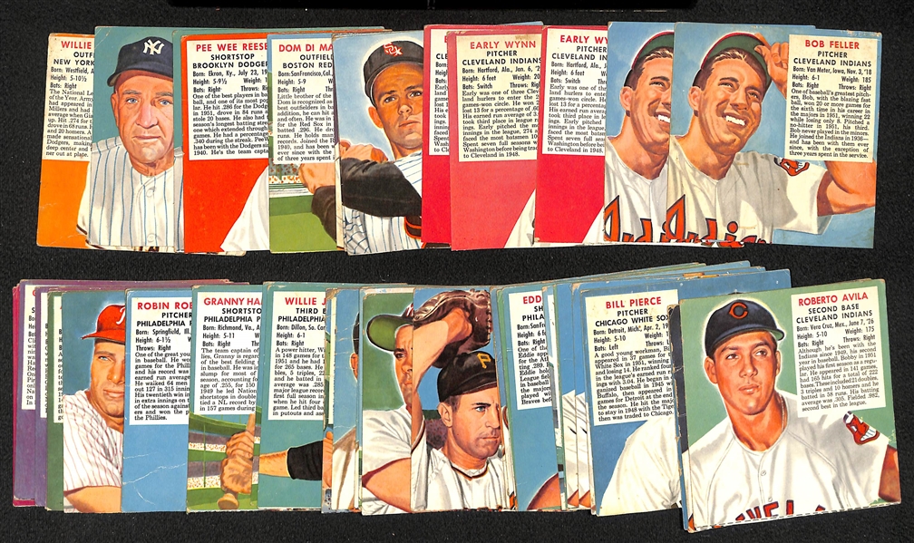 Lot of (54) 1952 Red Man Tobacco Cards Without Tabs w. Bob Feller x2