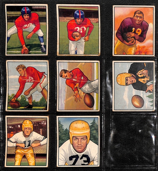 (8) 1950, (80) 1951, and (14) 1952 Small Bowman Football Cards w. 1951 Autogram