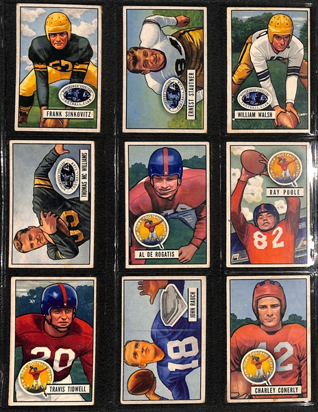 (8) 1950, (80) 1951, and (14) 1952 Small Bowman Football Cards w. 1951 Autogram