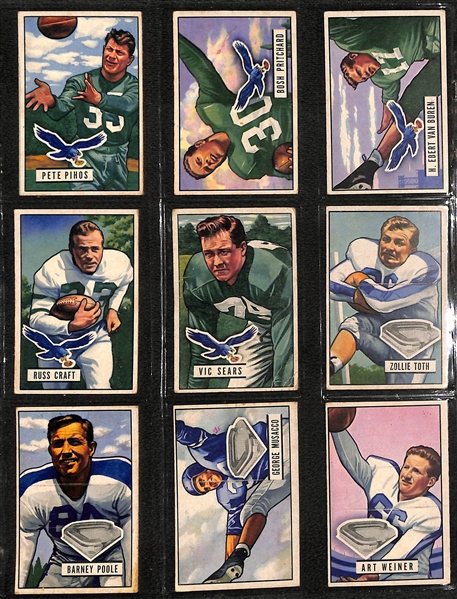 (8) 1950, (80) 1951, and (14) 1952 Small Bowman Football Cards w. 1951 Autogram