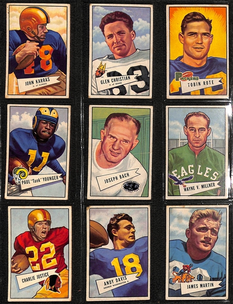 (8) 1950, (80) 1951, and (14) 1952 Small Bowman Football Cards w. 1951 Autogram