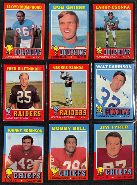 Approximately (300) 1965-1973 Topps & Philadelphia Football Cards w. 1966 Philadelphia Tarkenton & Sayers (VG)