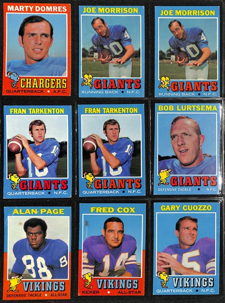 Approximately (300) 1965-1973 Topps & Philadelphia Football Cards w. 1966 Philadelphia Tarkenton & Sayers (VG)