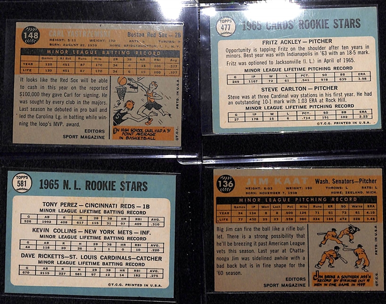 (4) 1960s Baseball Rookie Cards Inc. Carl Yastrzemski, Steve Carlton, Tony Perez, and Jim Kaat