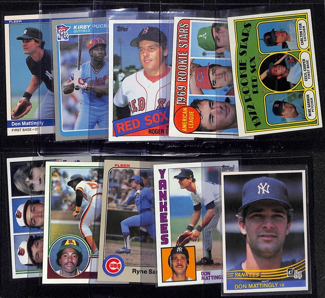 (10) Baseball Rookies Lot Inc. Fisk, Fingers, Clemens, Mattingly, Gwynn, Ripken and others