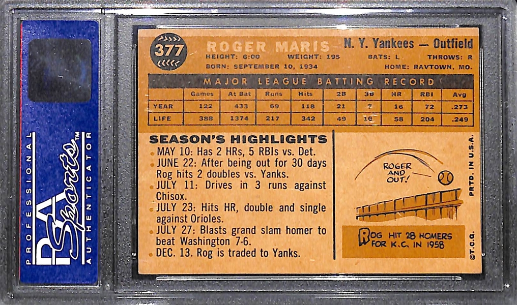 1960 Topps Roger Maris # 377 Graded PSA 7