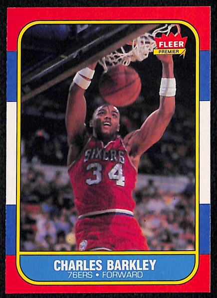 (3) 1986-87 Fleer Rookie Lot Inc. Charles Barkley, Patrick Ewing, and Clyde Drexler 