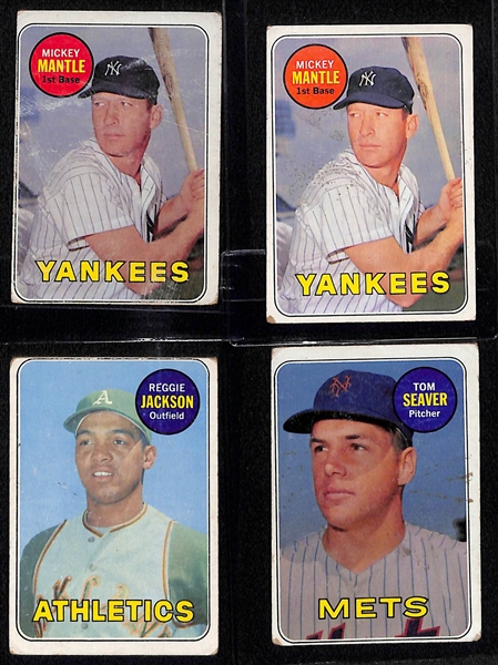 (4) 1969 Topps Low Grade Baseball Inc. (2) Mickey Mantle, Reggie Jackson, and Tom Seaver 