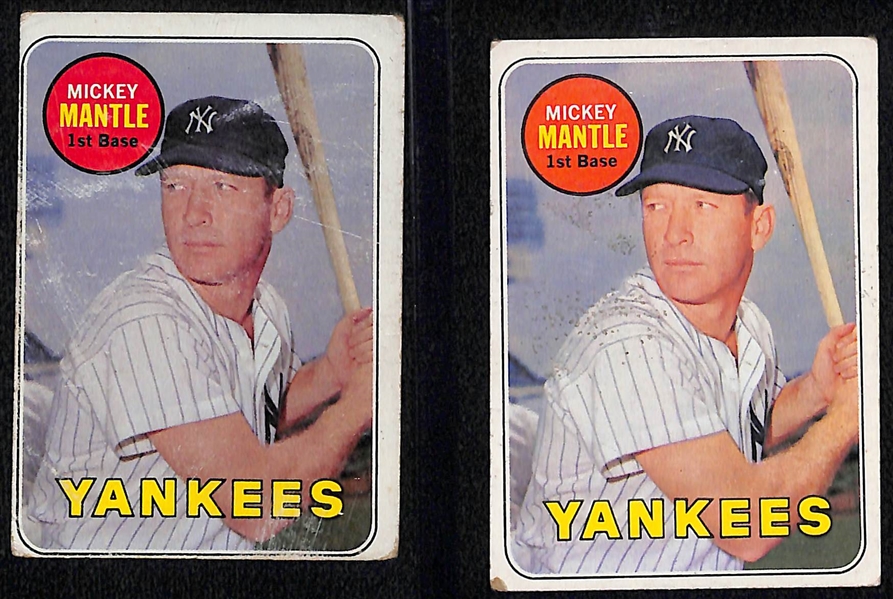 (4) 1969 Topps Low Grade Baseball Inc. (2) Mickey Mantle, Reggie Jackson, and Tom Seaver 