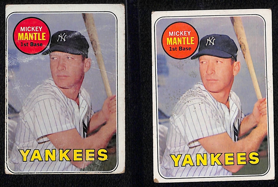 (4) 1969 Topps Low Grade Baseball Inc. (2) Mickey Mantle, Reggie Jackson, and Tom Seaver 