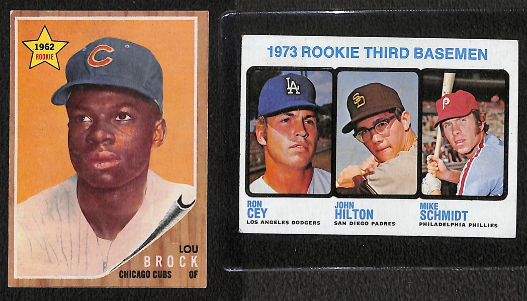 1962 Topps Lou Brock Rookie Card & 1973 Topps Mike Schmidt Rookie Card