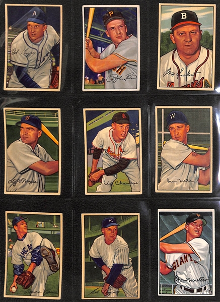  1952 Bowman Near Complete Set - 225 of 252 Cards - w. Ralph Kiner
