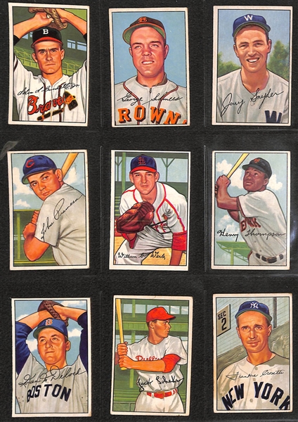  1952 Bowman Near Complete Set - 225 of 252 Cards - w. Ralph Kiner