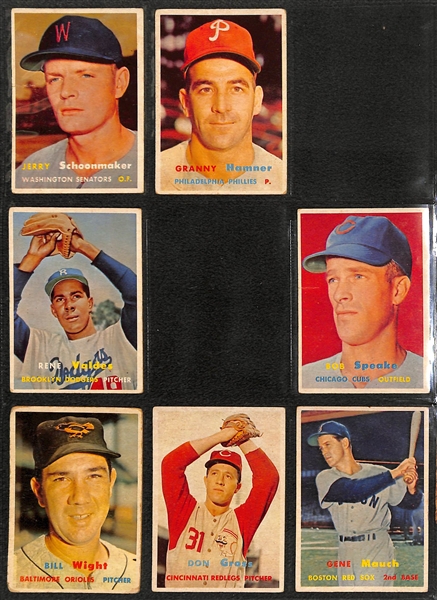  1957 Topps Baseball Partial Set - 300 of 407 Different Cards w. Gene Mauch Rookie Card
