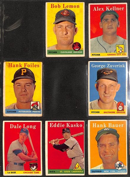  1958 Topps Baseball Partial Set - 416 of 495 Cards - w. Bob Lemon