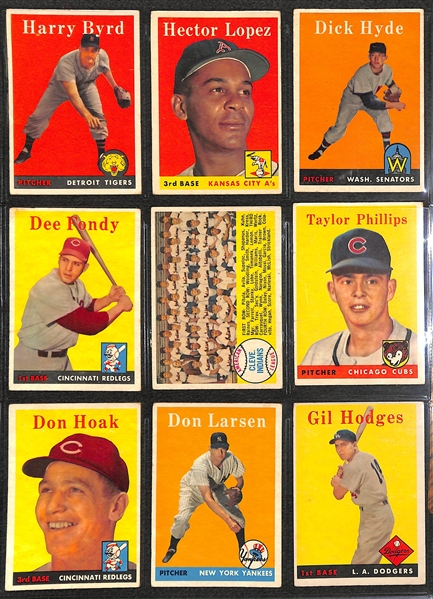  1958 Topps Baseball Partial Set - 416 of 495 Cards - w. Bob Lemon