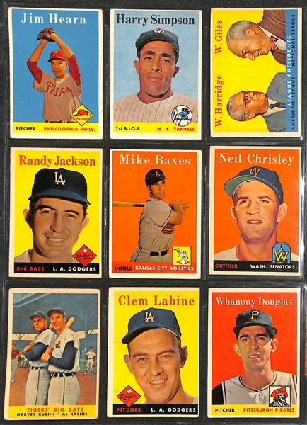  1958 Topps Baseball Partial Set - 416 of 495 Cards - w. Bob Lemon