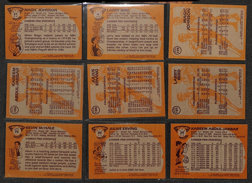 1981 Topps Basketball Complete Set Featuring Larry Bird and Magic Johnson 2nd Year