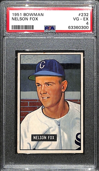 1951 Bowman Nellie Fox Rookie Card #232 Graded PSA 4