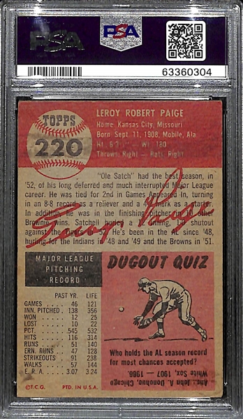 1953 Topps Satchell Paige #220 Graded PSA 3
