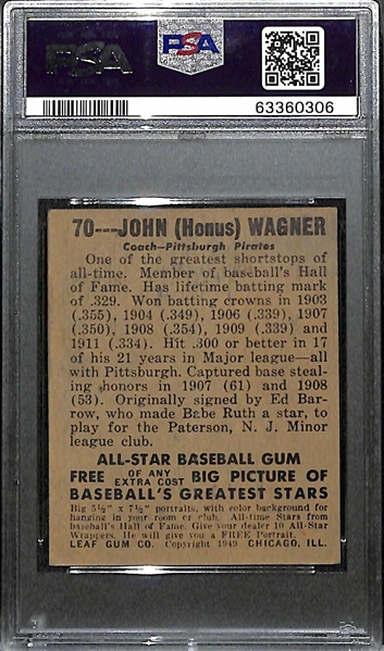 1948 Leaf Honus Wagner #70 Graded PSA 1.5