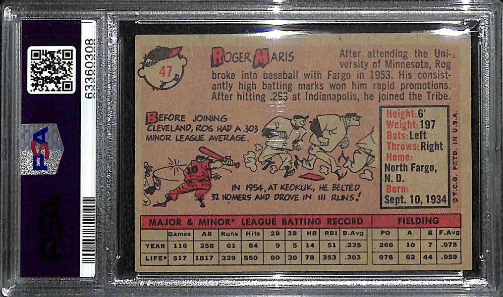1958 Topps Roger Maris Rookie Card #47 Graded PSA 5 EX