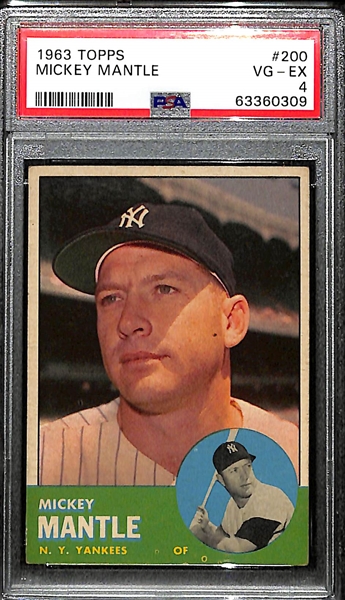 1963 Topps Mickey Mantle #200 Graded PSA 4 VG-EX