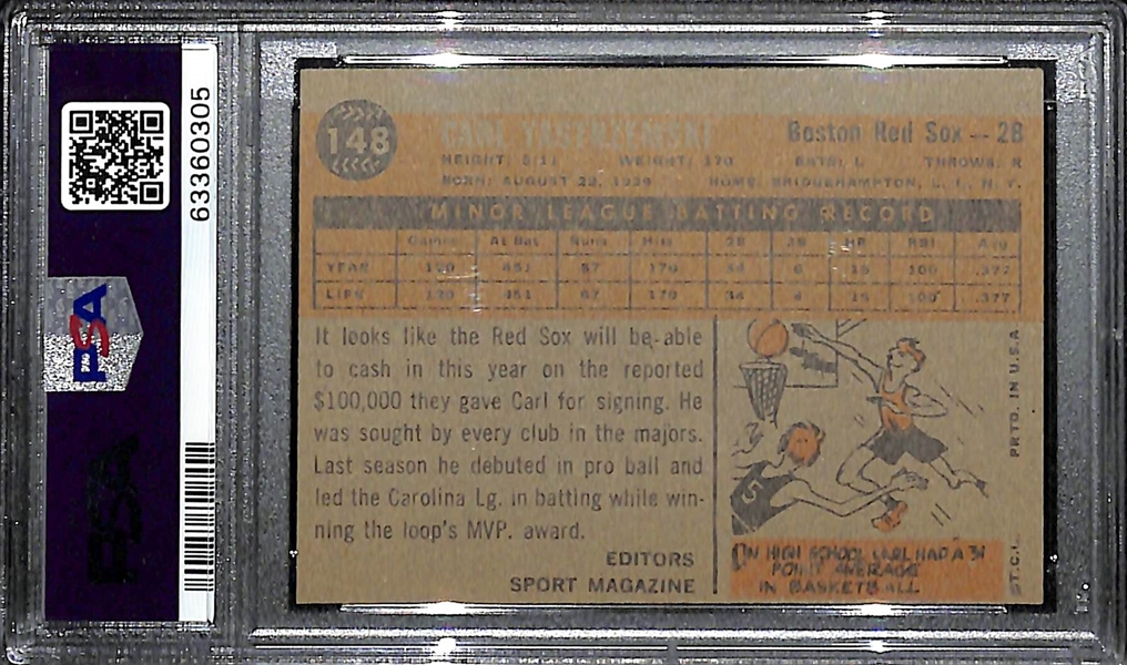 1960 Topps Carl Yastrzemski #148 Rookie Card Graded PSA 6 EX-MT