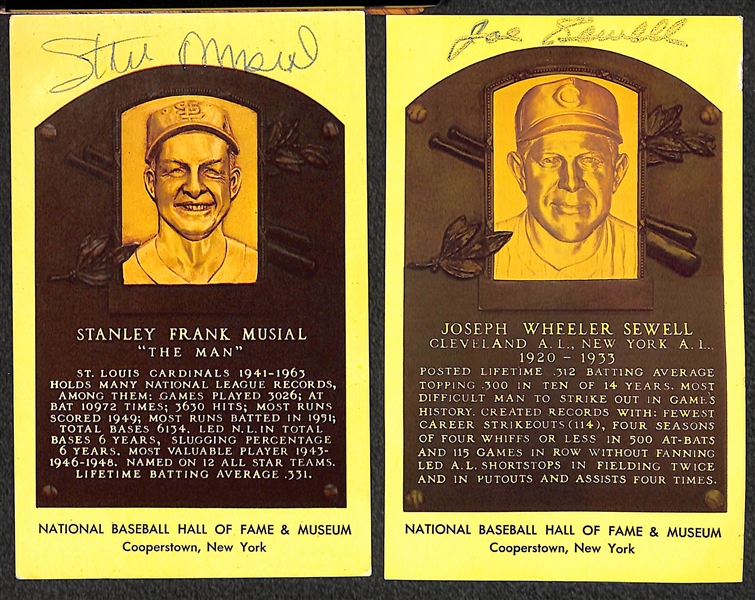 (15) Baseball Autographed Hall of Fame 4x6  Cards w. Spahn, Musial, Sewell, Snider, B. Robinson (JSA Auction Letter)