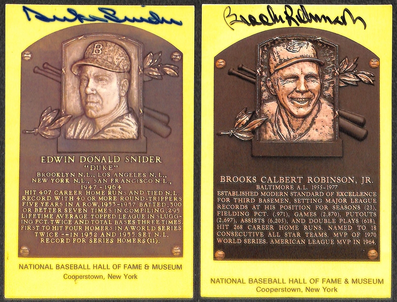(15) Baseball Autographed Hall of Fame 4x6  Cards w. Spahn, Musial, Sewell, Snider, B. Robinson (JSA Auction Letter)
