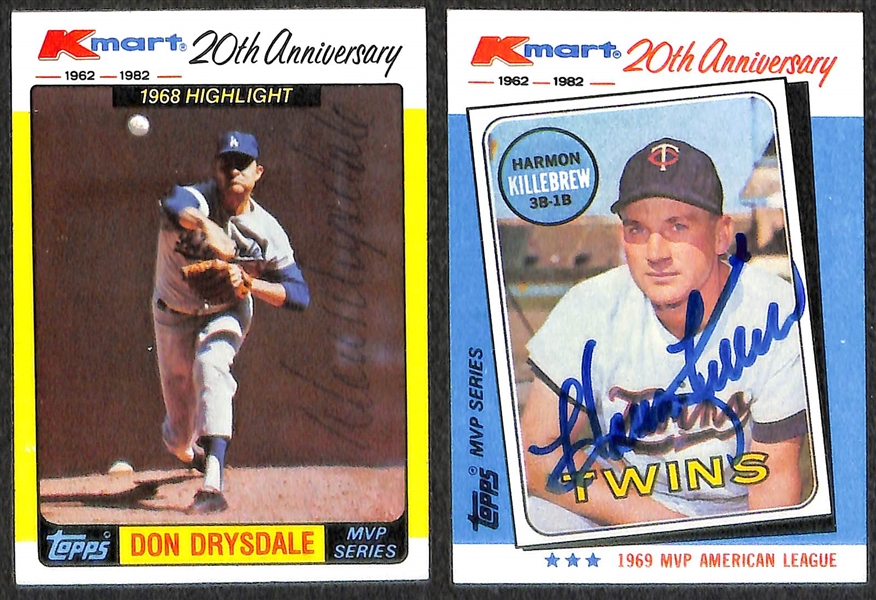 (27) Autographed Baseball Cards w. Brock, Fisk, Dickey, Drysdale, Killebrew (JSA Auction Letter)