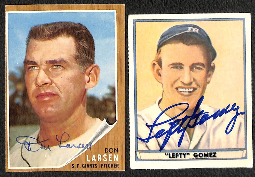 (22) Autographed Baseball Cards w. Dickey, McGraw, Larsen, Gomez, Mathews (JSA Auction Letter)