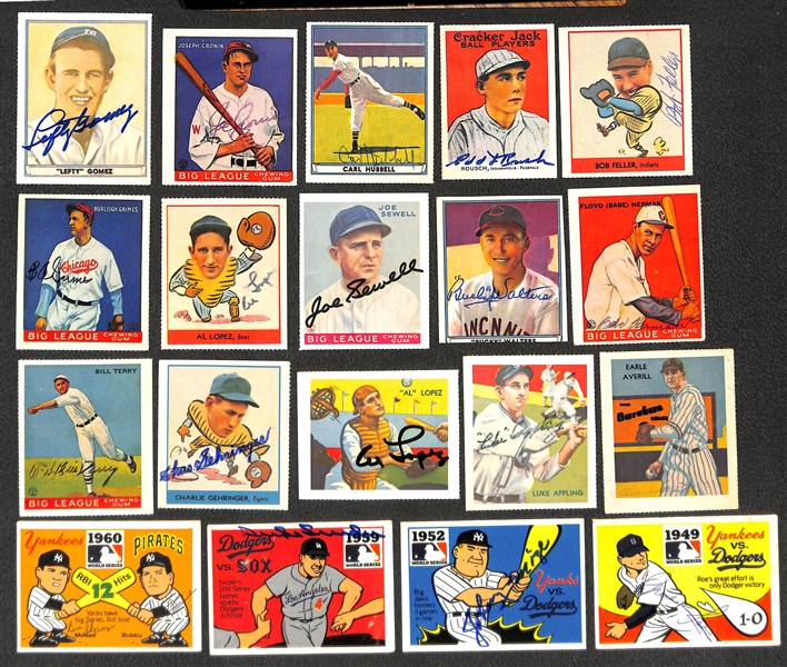 (15) Autographed Reprint Baseball Cards & (4) 1968 R.G. Laughlin Mostly HOF Autographed Cards (JSA Auction Letter)