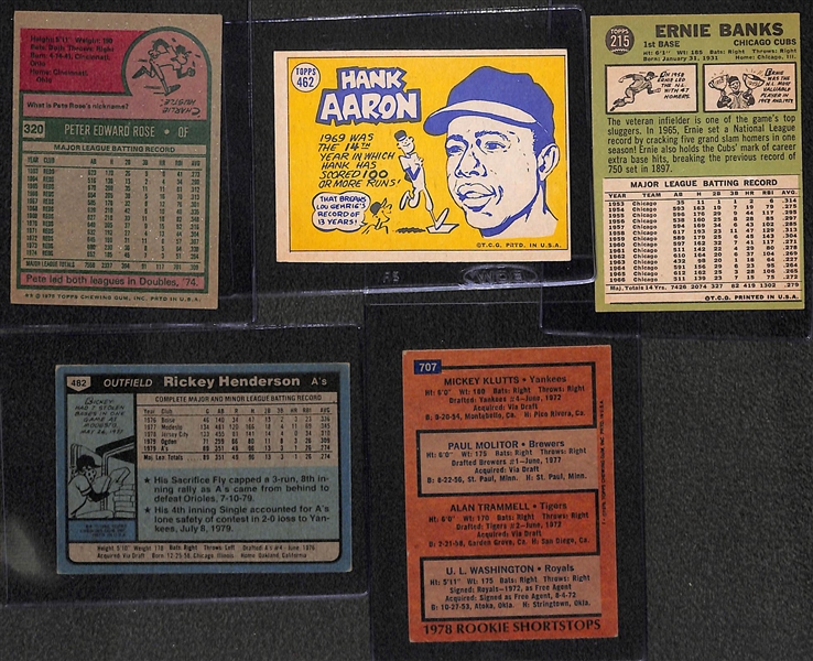 Lot of (11) 1960s-1980s Rookie and Star Cards Inc. Rose, Aaron, Banks, Henderson, Molitor