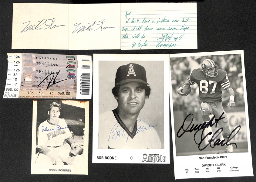 Lot of (35) Autographed Multi Sports Cards, Clippings and Photos w. Spahn, Oliva, Ashburn, Feller (JSA Auction Letter)