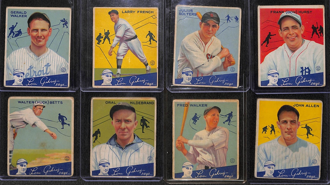 Lot of (8) 1934 Goudey Baseball Cards w. Gee Walker