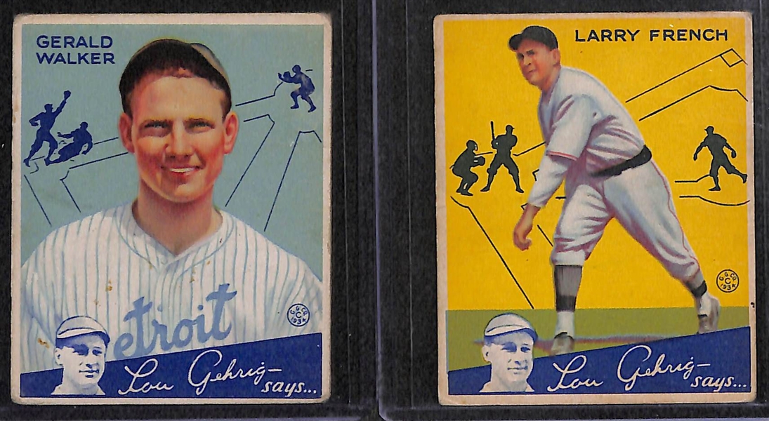 Lot of (8) 1934 Goudey Baseball Cards w. Gee Walker