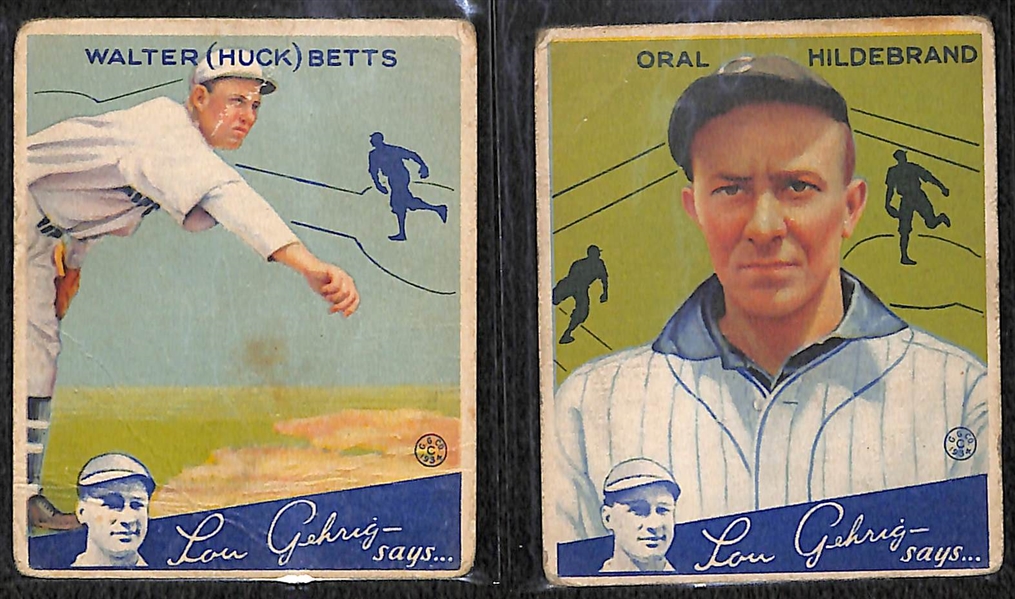 Lot of (8) 1934 Goudey Baseball Cards w. Gee Walker