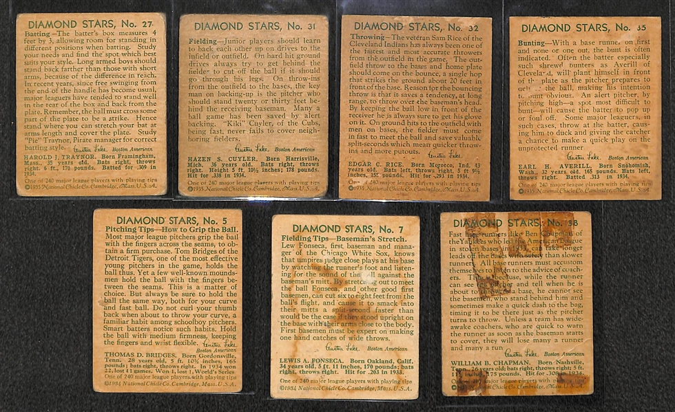 Lot of (7) 1935 Diamond Stars  Cards w. Pie Traynor