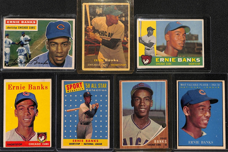 Lot of (17) 1950s-1970s Ernie Banks Cards