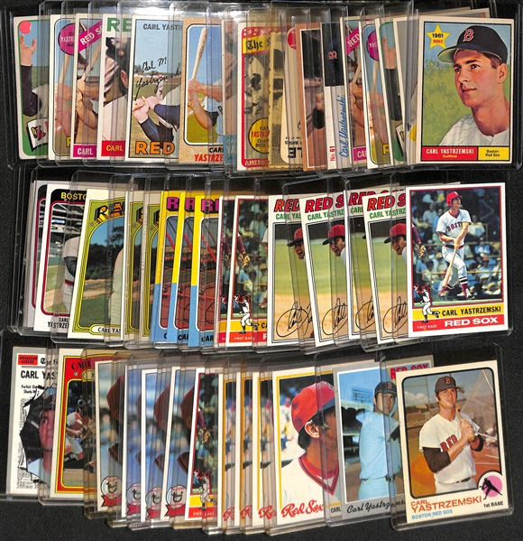 Huge Lot of (46) 1960s-1970s Carl Yastrzemski Cards Including 1961 Topps (2nd Year)