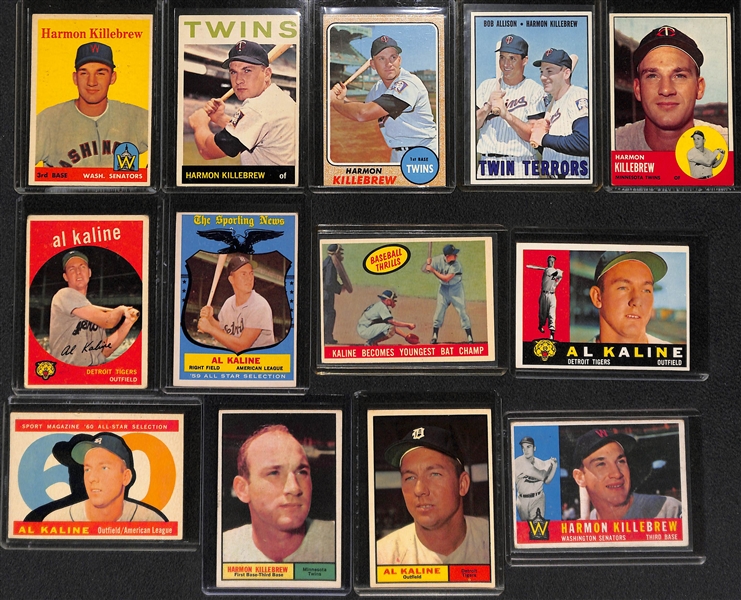 Lot of (37) 1950s-1970s Harmon Killebrew and Al Kaline Cards