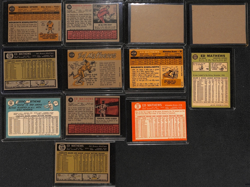 Lot of (28) 1950s and 1960s Stars and HOFers including Warren Spahn, Mathews, Hodges, Reese, Snider