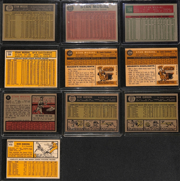 Lot of (46) 1950s-1970s Baseball HOFers inc. Musial, Gibson and Brock