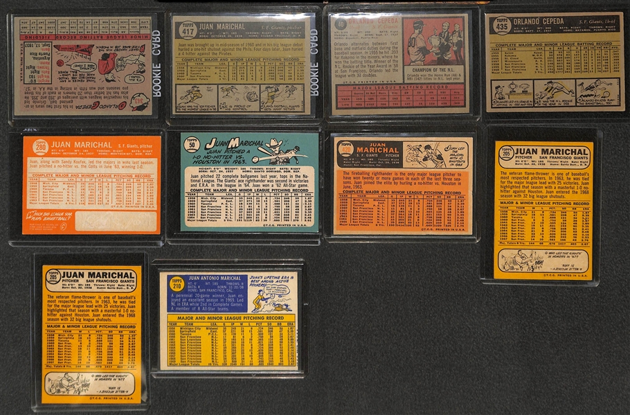 (10) 1950s-1970s San Franciso Giants Stars Inc. Juan Marichal and Orlando Cepeda Rookie Cards