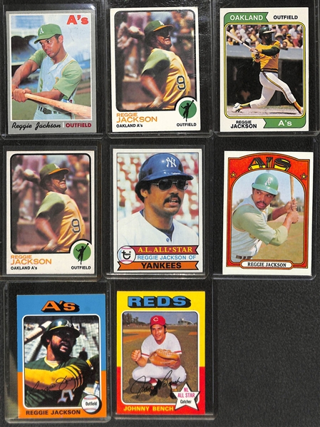 (70) 1970's Baseball Cards With Reggie Jackson, Thurman Munson and Johnny Bench