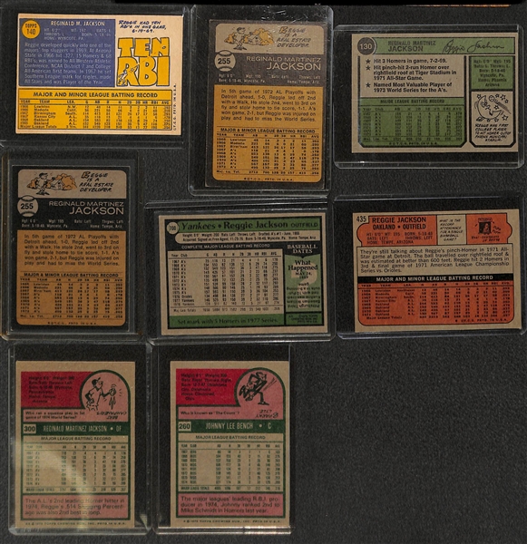 (70) 1970's Baseball Cards With Reggie Jackson, Thurman Munson and Johnny Bench