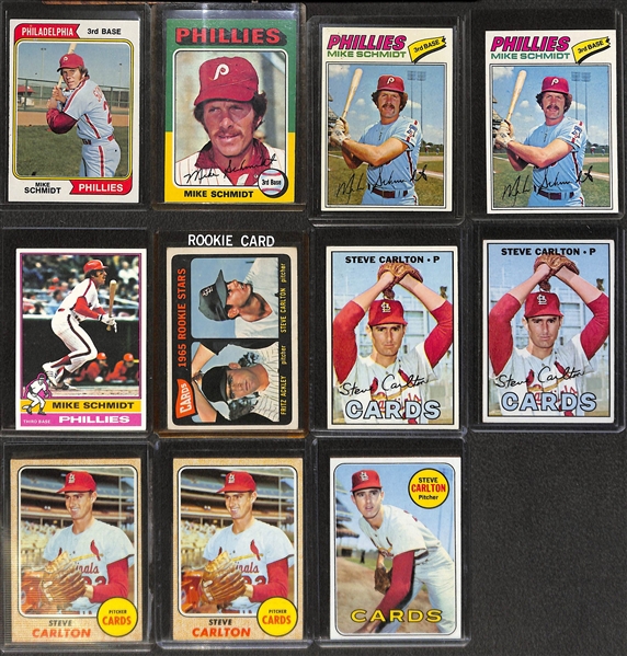 Lot of (46) 1960s-1970s Philadelphia Phillies Stars Mike Schmidt and Steve Carlton