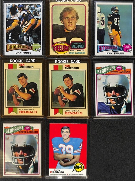 Lot of (17) 1960s-1980s Football Rookie Stars Including Csonka, Stauback, Campbell, Dorsett, Tarkenton, Plunket and More