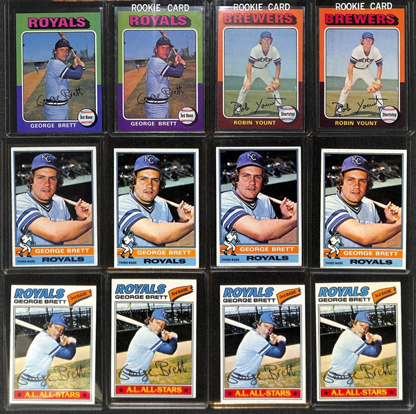 Lot of (24) 1970's George Brett and Robin Yount Inc. 2 Rookies of Each Player!